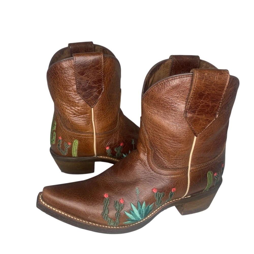 Nocona Miss Enid Agave Embroidery Snip Toe Ankle Boot Size 7